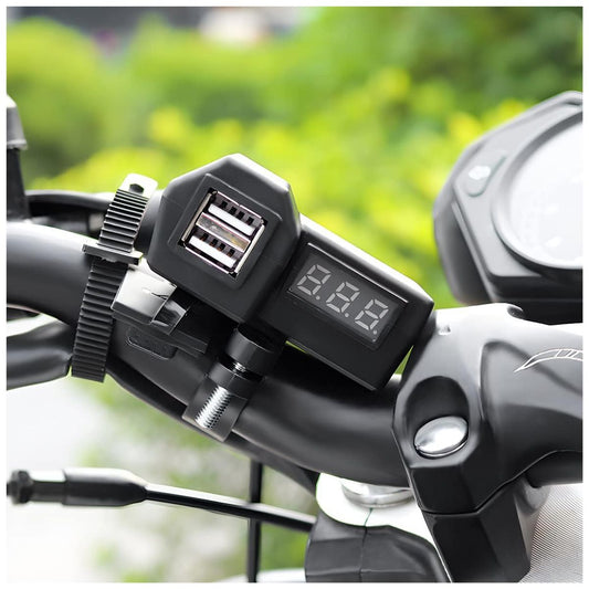 Cargador USB Doble / Voltímetro de Moto
